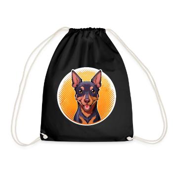 Pinscher (Comic-Porträt) - Turnbeutel - Schwarz - Vorne
