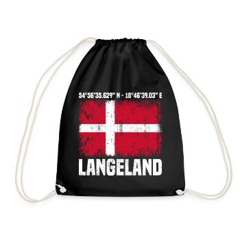 Langeland Koordinaten - Turnbeutel - Schwarz - Vorne