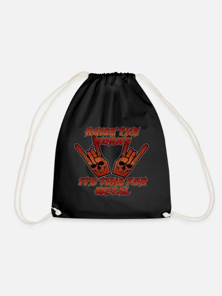 Raise the Horns Metal Statement - Drawstring Bag - black