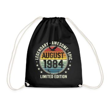 Legendäres Retro-Vintage-Jubiläum im August 1984 - Turnbeutel - Schwarz - Vorne