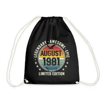 Legendäres Retro-Vintage-Jubiläum im August 1981 - Turnbeutel - Schwarz - Vorne