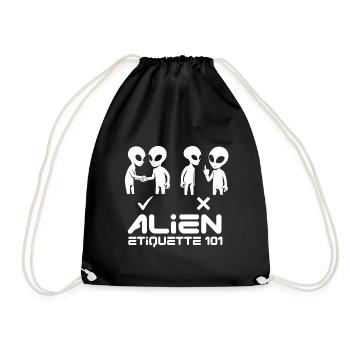 Alien Etqiuette 101 White - Drawstring Bag - black - Front