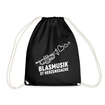 Blasmusik Herzensache – Trompete Musikant Design - Turnbeutel - Schwarz - Vorne