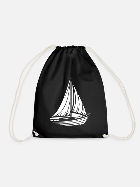 Abstract Sailboat Minimalist Design - Drawstring Bag - black