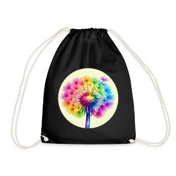 Regenbogen-Pusteblume  - Turnbeutel - Schwarz - Vorne