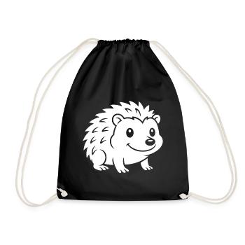 Igel Silhouette Herbst Tiermotiv - Turnbeutel - Schwarz - Vorne