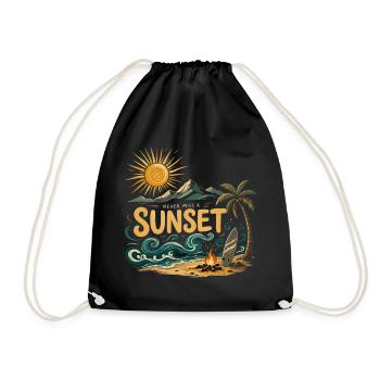 Never Miss A Sunset Surf Beach - Drawstring Bag - black - Front