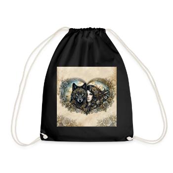 Clockwork Wolf's Heart - Drawstring Bag - black - Front