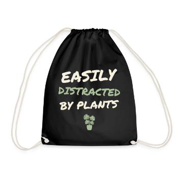 Easily Distracted By Plants - Drawstring Bag - black - Front