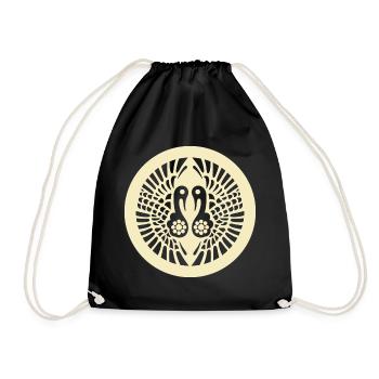 Vintage Oriental Pale Yellow Ikko Ikki Japan Mon - Drawstring Bag - black - Front