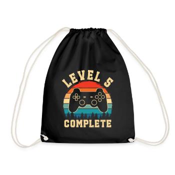 level 5 complete – Child 5 years old - Drawstring Bag - black - Front