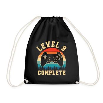Level 9 complete – Child 9 years old - Drawstring Bag - black - Front