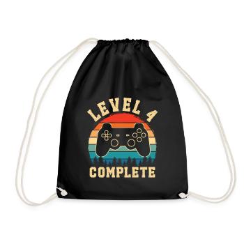 Level 4 Complete – 4th Birthday Child - Drawstring Bag - black - Front