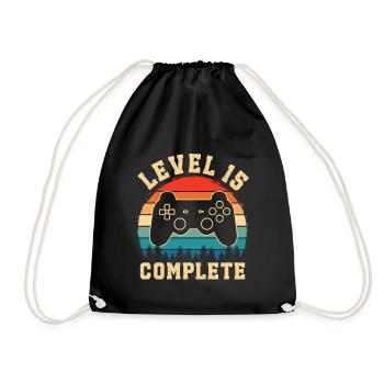 Level 15 complete – 15th anniversary gift - Drawstring Bag - black - Front