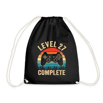 Level 27 complete – 27th anniversary gift - Drawstring Bag - black - Front