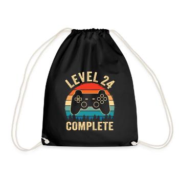 Level 24 complete – 24th anniversary gift - Drawstring Bag - black - Front
