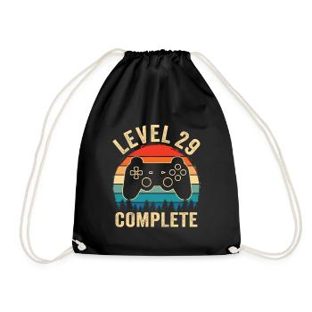 Level 29 complete – 29th anniversary gift - Drawstring Bag - black - Front