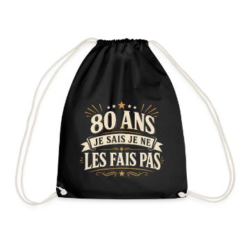 80 ans | Humour Cadeau D'anniversaire 80 ans - Sac de sport léger - noir - Devant