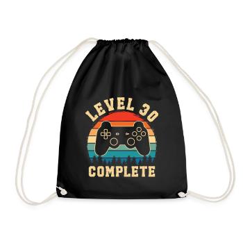 Level 30 complete – 30th anniversary gift - Drawstring Bag - black - Front
