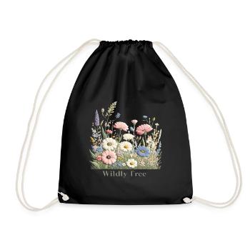 Prairie fleurie colorée – Graphique nature Été joyeux - Sac de sport léger - noir - Devant