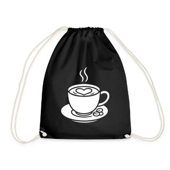 Coffee cup with heart for connoisseurs - Drawstring Bag - black - Front