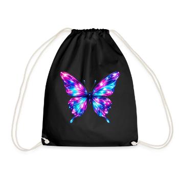 Glossy Metallic Butterfly - Drawstring Bag - black - Front