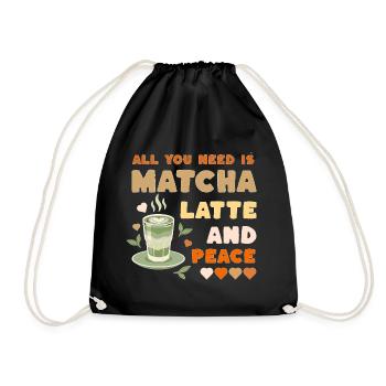 Matcha Latte Design - Drawstring Bag - black - Front