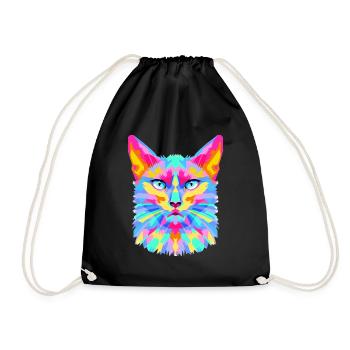 Geometric Cat Burst - Drawstring Bag - black - Front