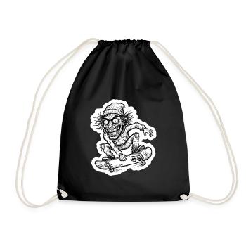 Crazy Skater Sketch - Urban Art - Drawstring Bag - black - Front