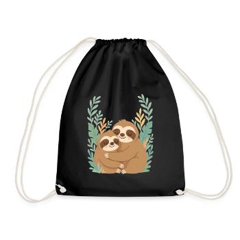 De jolis paresseux se blottissent dans un design de jungle - Sac de sport léger - noir - Devant