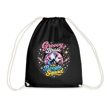 Groovy Bride & Boogie Squad JGA Diskokugel - Turnbeutel - Schwarz - Vorne