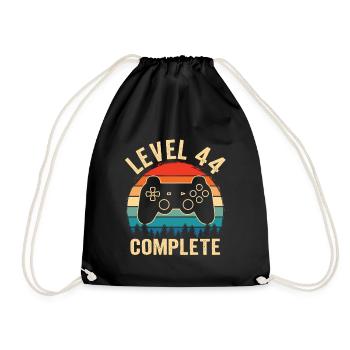 44. Geburtstag Level 44 Complete 44 Jahre Gamer - Turnbeutel - Schwarz - Vorne