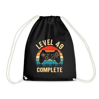 49. Geburtstag Level 49 Complete 49 Jahre Gamer - Turnbeutel - Schwarz - Vorne
