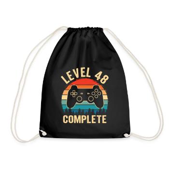 48. Geburtstag Level 48 Complete 48 Jahre Gamer - Turnbeutel - Schwarz - Vorne