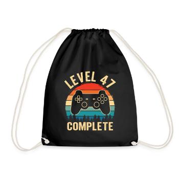 47. Geburtstag Level 47 Complete 47 Jahre Gamer - Turnbeutel - Schwarz - Vorne