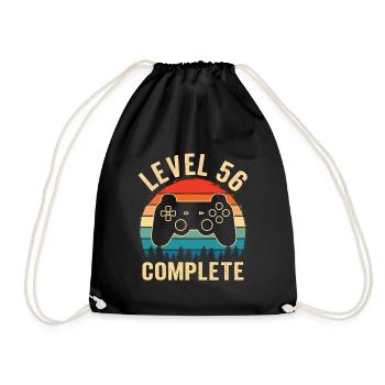 56. Geburtstag Level 56 Complete 56 Jahre Gamer - Turnbeutel - Schwarz - Vorne