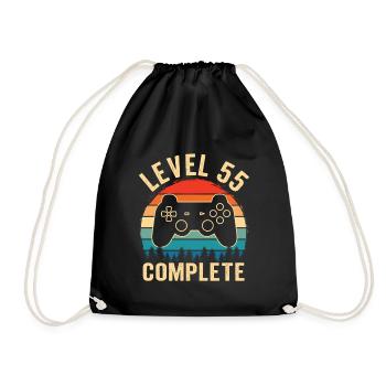 55. Geburtstag Level 55 Complete 55 Jahre Gamer - Turnbeutel - Schwarz - Vorne