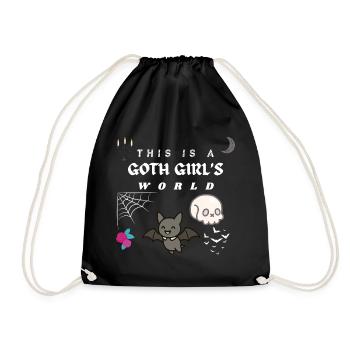 Goth Girl World – Gothic Motiv Geschenkidee  - Turnbeutel - Schwarz - Vorne