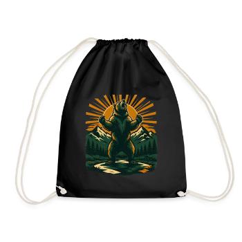 Wild Bear Mountain Forest – Vintage Natur - Turnbeutel - Schwarz - Vorne