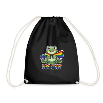 Ich bin schwul - Frosch LGBTQ Regenbogenfahne - Turnbeutel - Schwarz - Vorne