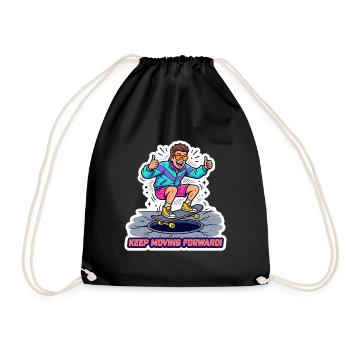 Retro 90er Skater Boy Cartoon-Streetwear-Kunst - Turnbeutel - Schwarz - Vorne