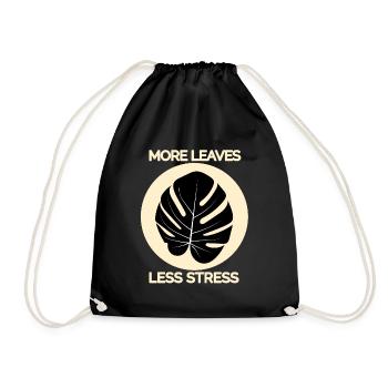 More Leaves Less Stress - Monstera - Turnbeutel - Schwarz - Vorne