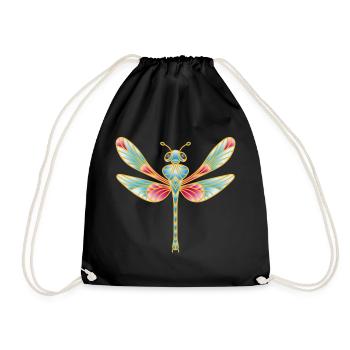 Magische Libelle im Buntglas-Stil - Turnbeutel - Schwarz - Vorne