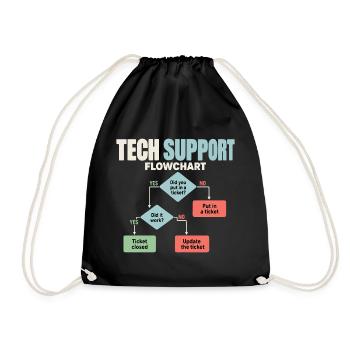 IT Support Flowchart Helpdesk Humor - Turnbeutel - Schwarz - Vorne