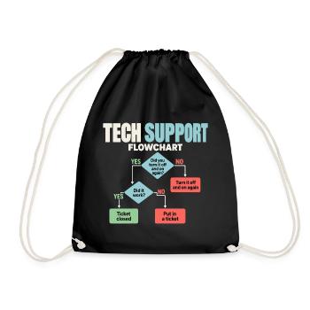 IT Support Flowchart Helpdesk Humor - Turnbeutel - Schwarz - Vorne