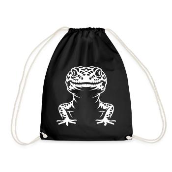 Gecko Silhouette Kontrast - Turnbeutel - Schwarz - Vorne