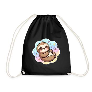 Pastell Sloth Kuscheldesign - Turnbeutel - Schwarz - Vorne