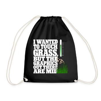 Touching Grass Gamer Shirt | Lustiges Nerd Gaming - Turnbeutel - Schwarz - Vorne