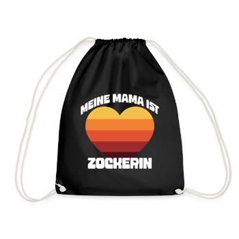 Meine Mama ist Zockerin T-Shirt | Retro - Turnbeutel - Schwarz - Vorne