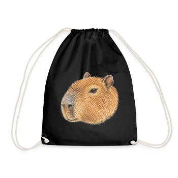Capybara-Kopfporträt von Cabiai - Turnbeutel - Schwarz - Vorne